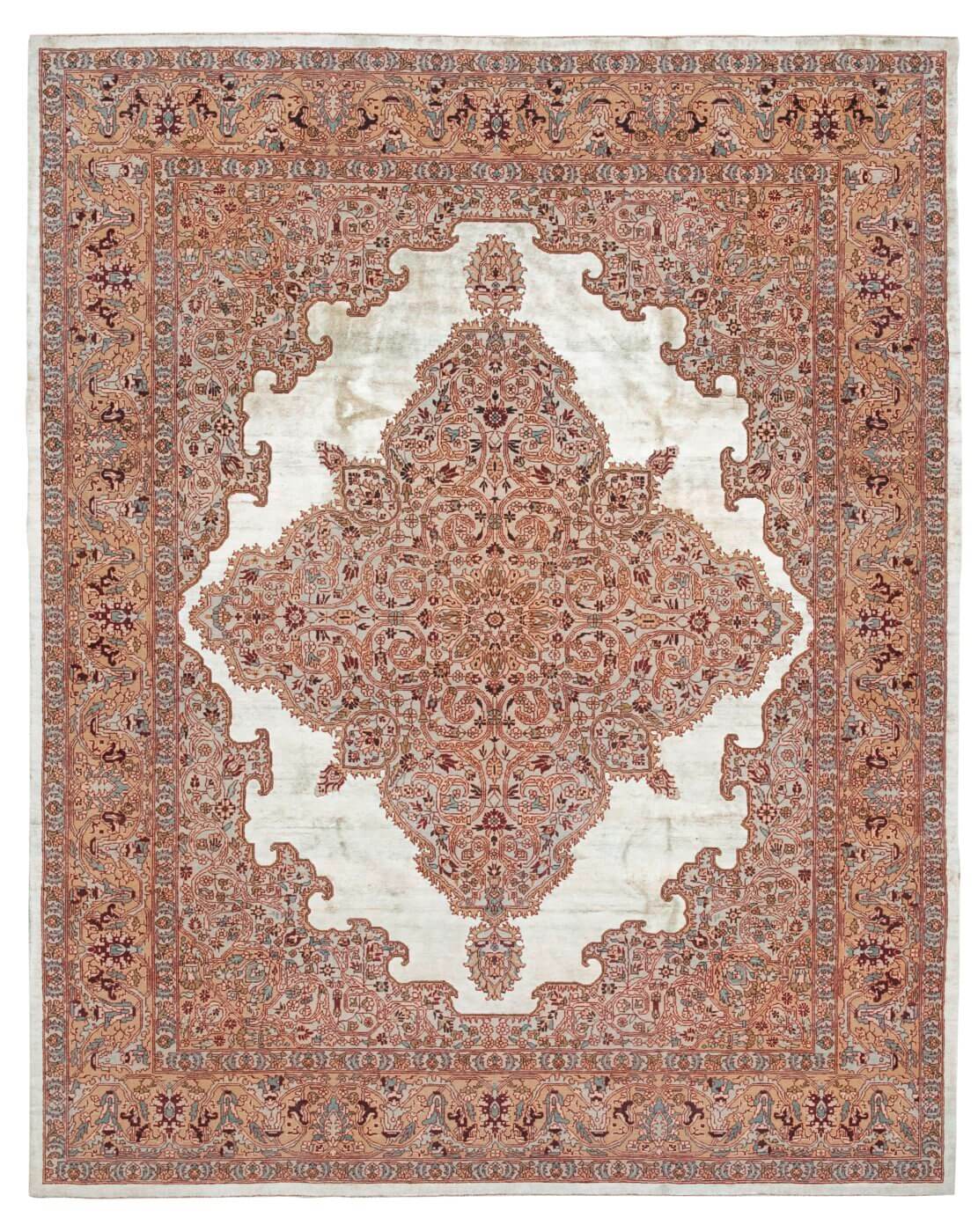 Tabriz Fashion babyblauw zijden vloerkleed