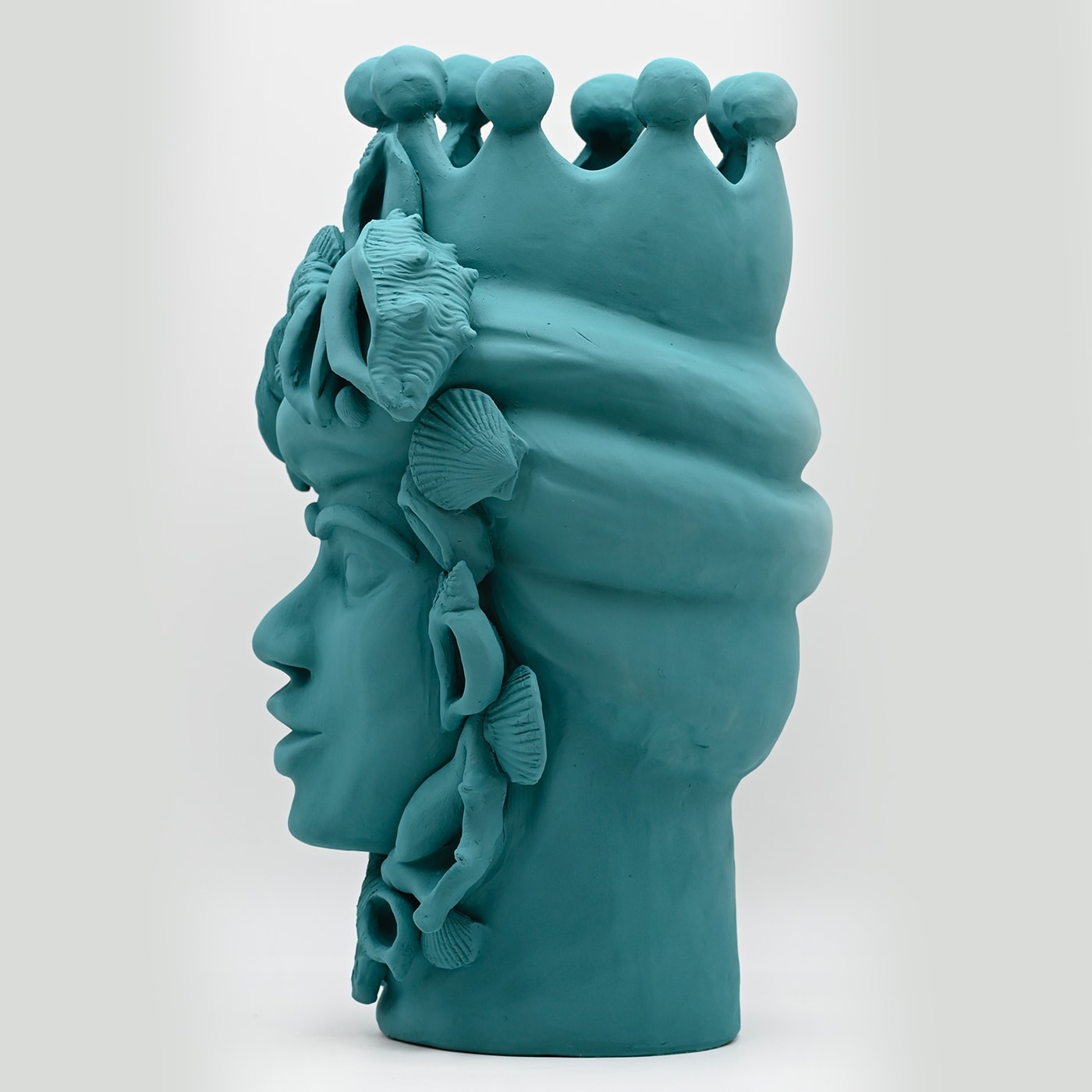 Moorkop petrol handgemaakte sculptuur