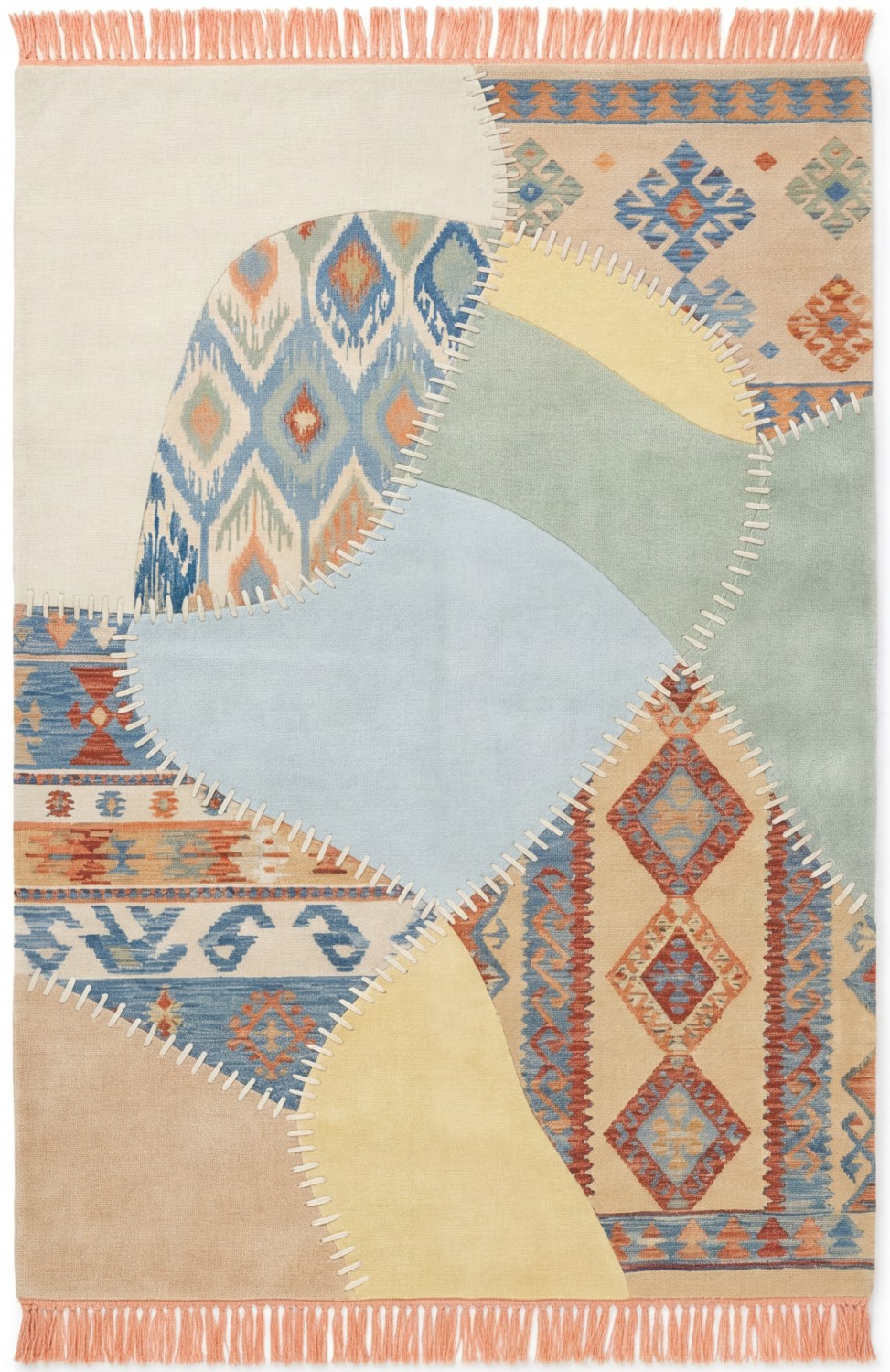 Patchwork Grid Blue vloerkleed