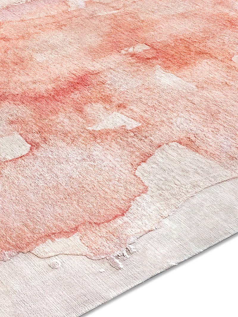 Mono roze luxe handgeknoopt vloerkleed
