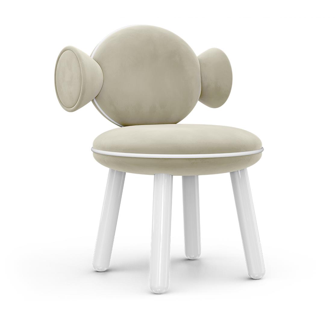 Petit pouf-chaise Lolly crème
