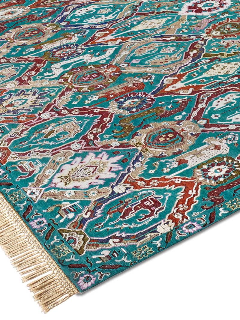 KavaBagh groen handgemaakt luxe vloerkleed