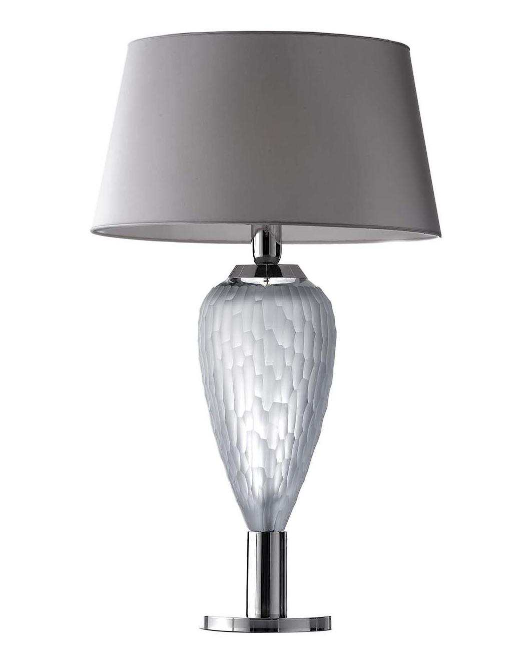 Lampe de table en cristal gris nid d'abeille finition nickel poli