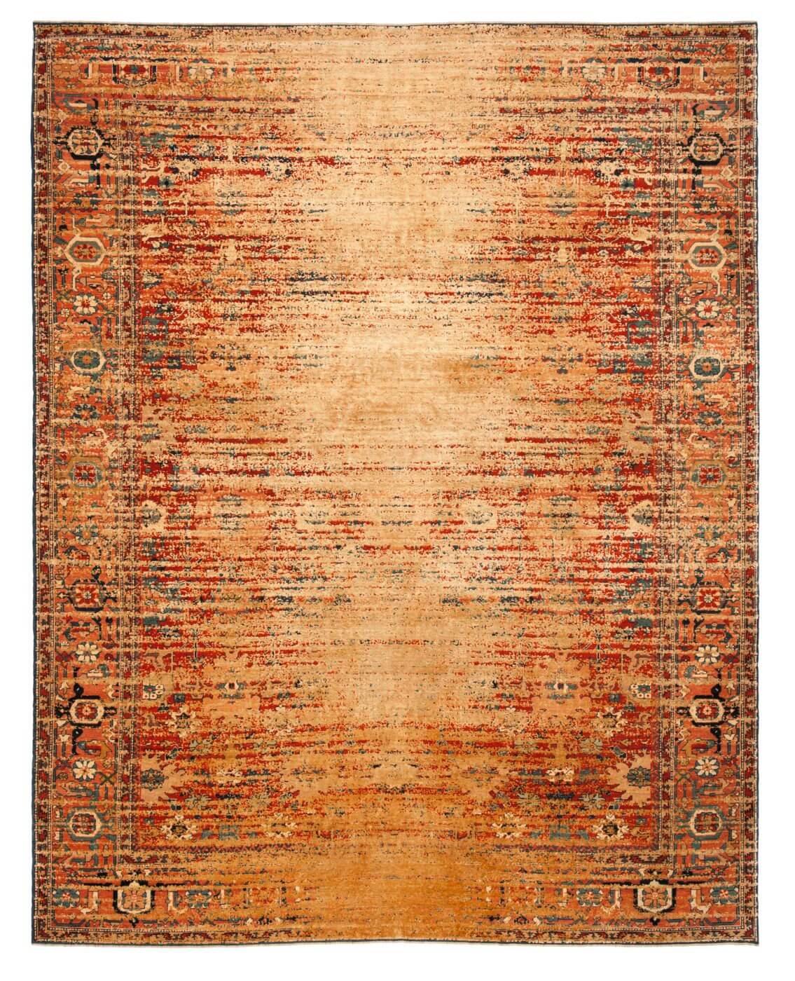 Bidjar Kingscross Stomped Reverse rood goud zijden vloerkleed | Maat: 200 × 300 cm