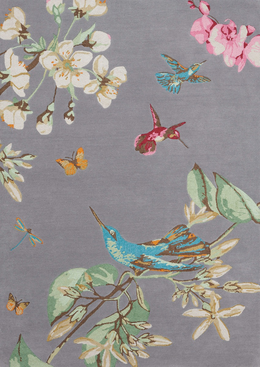 Hummingbird grijs tapijt | Maat: 120 × 180 cm