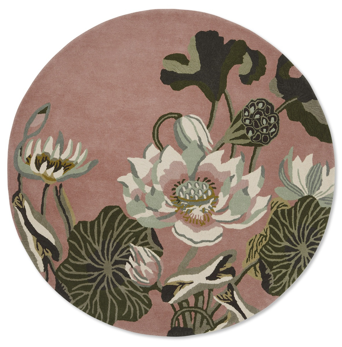Tapis rond Waterlily rose poudré | Taille: Ø 200 cm