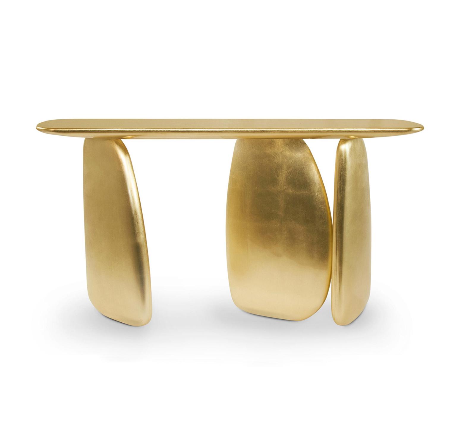Sculpturale gouden console