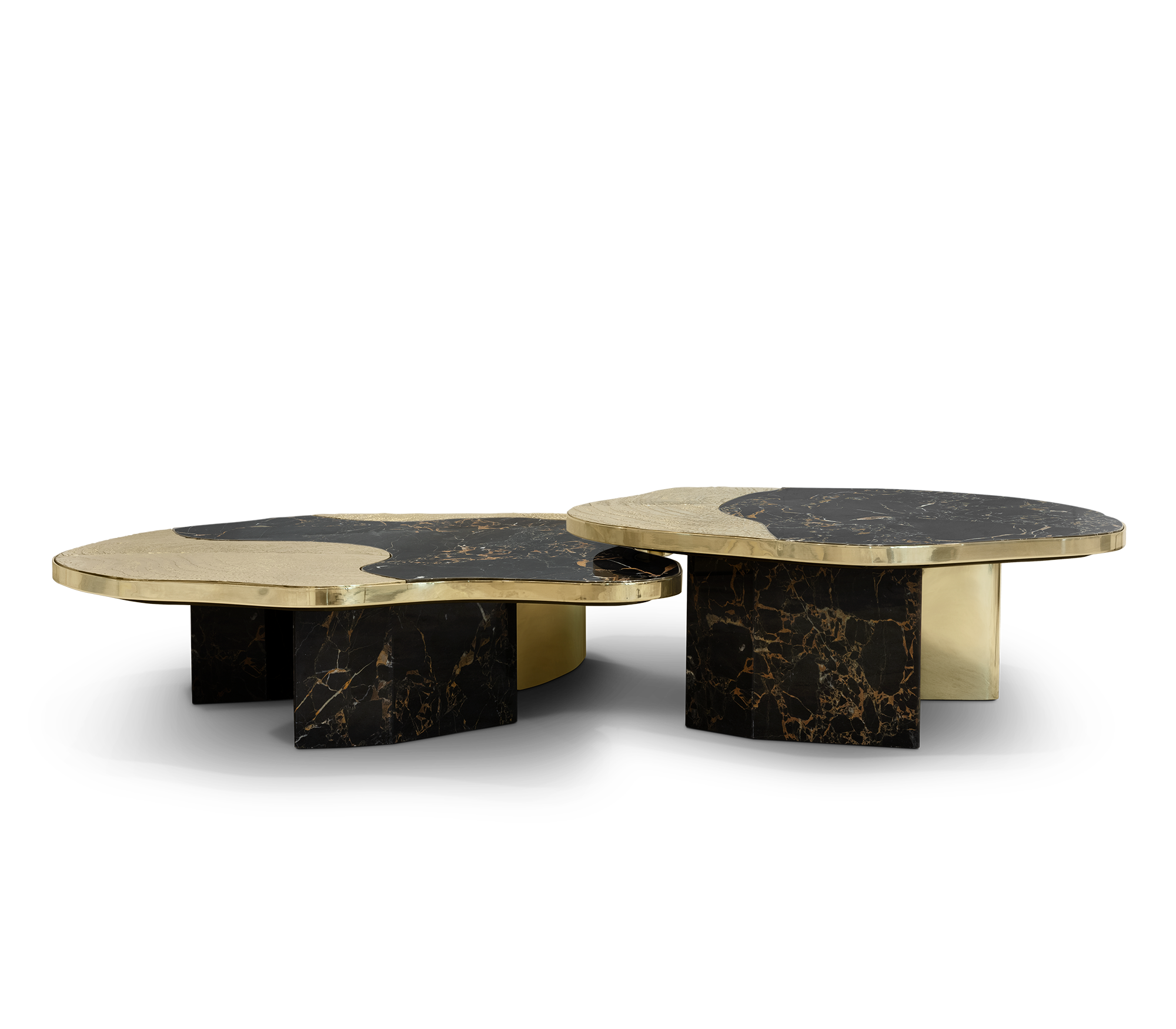 Ensemble de tables Athena marbre Portoro & or