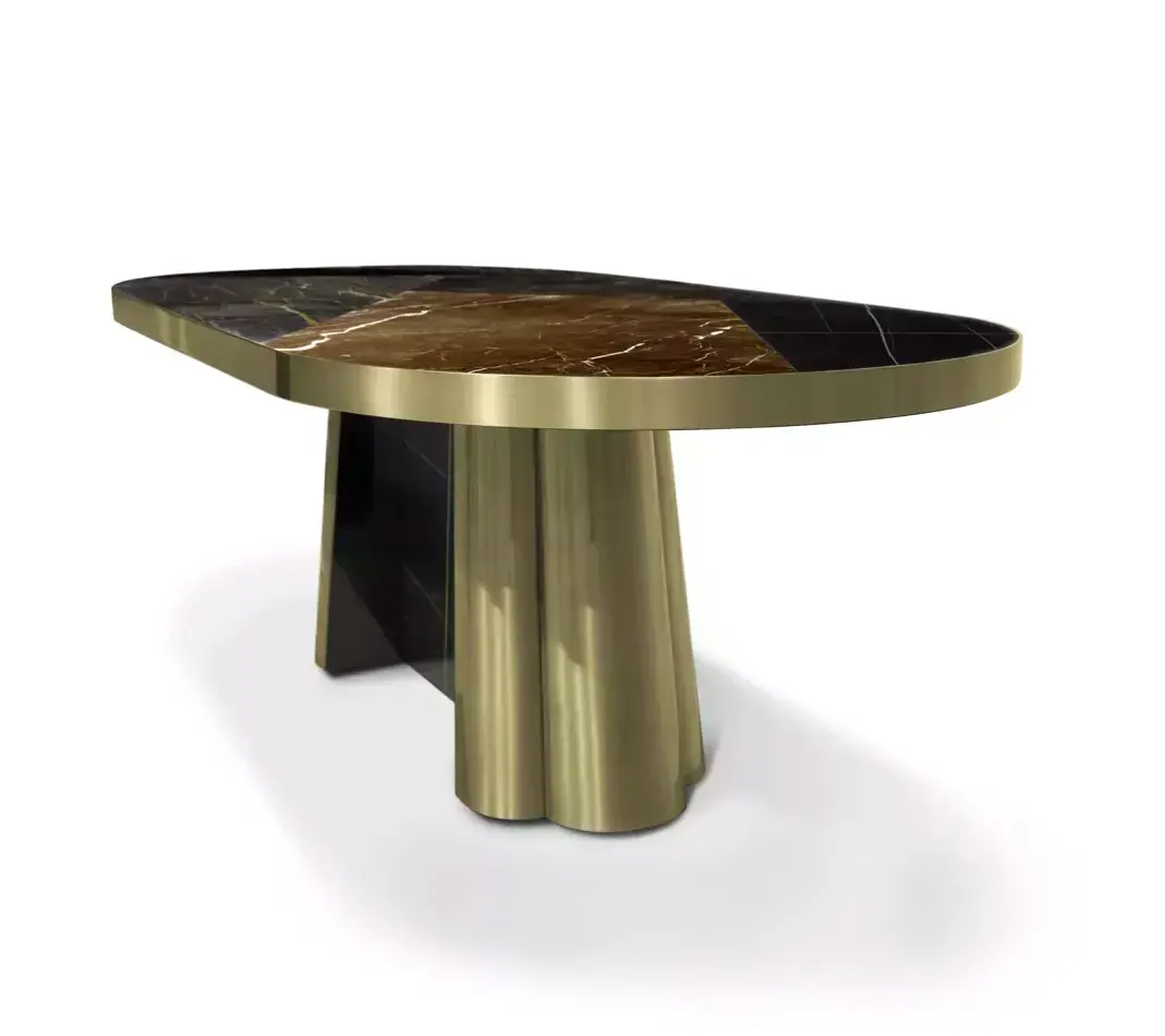 Table à manger en granit noir et or Decovita