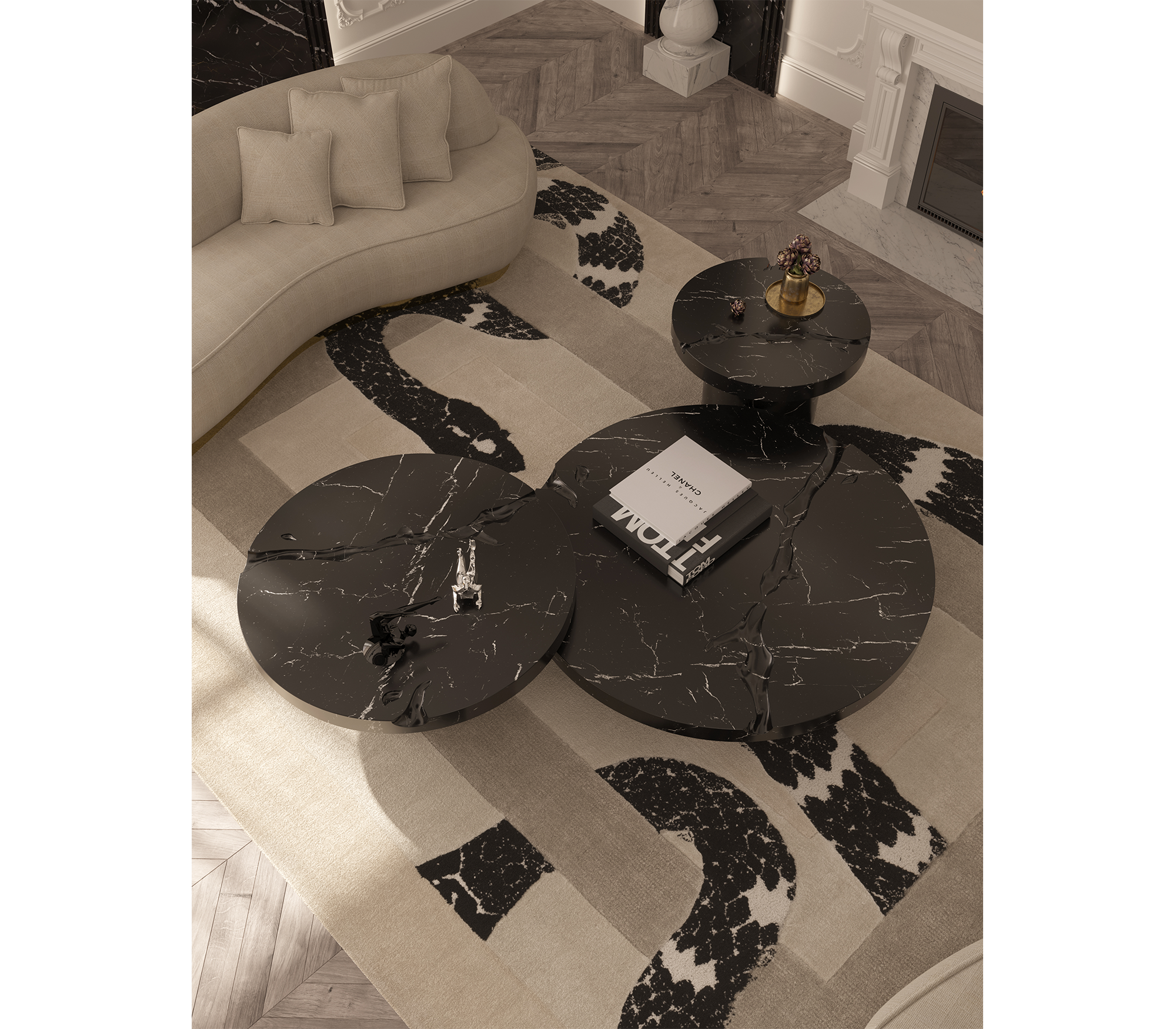Dominion Nero Marquina 3-delige centertafelset