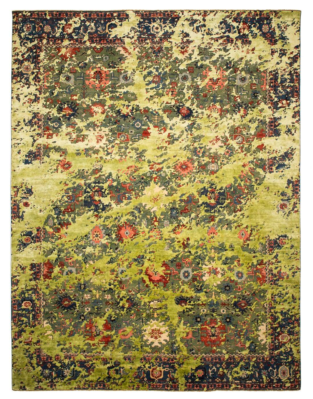 Tapis en soie Bidjar Kingscross Double Sky vert vert clair | Taille: 250 × 300 cm