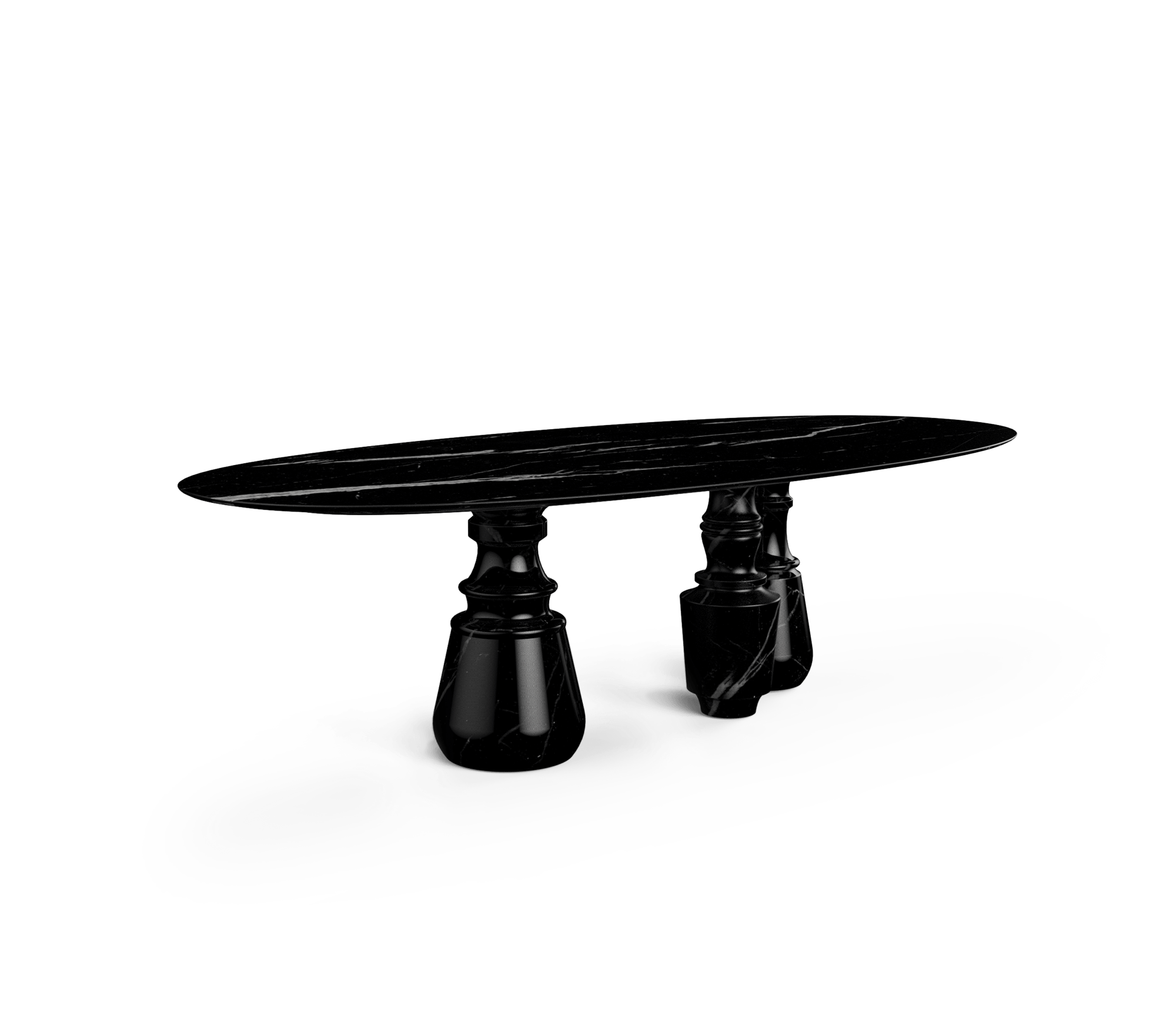 Grande table à manger ovale Obsidian XL Nero Marquina