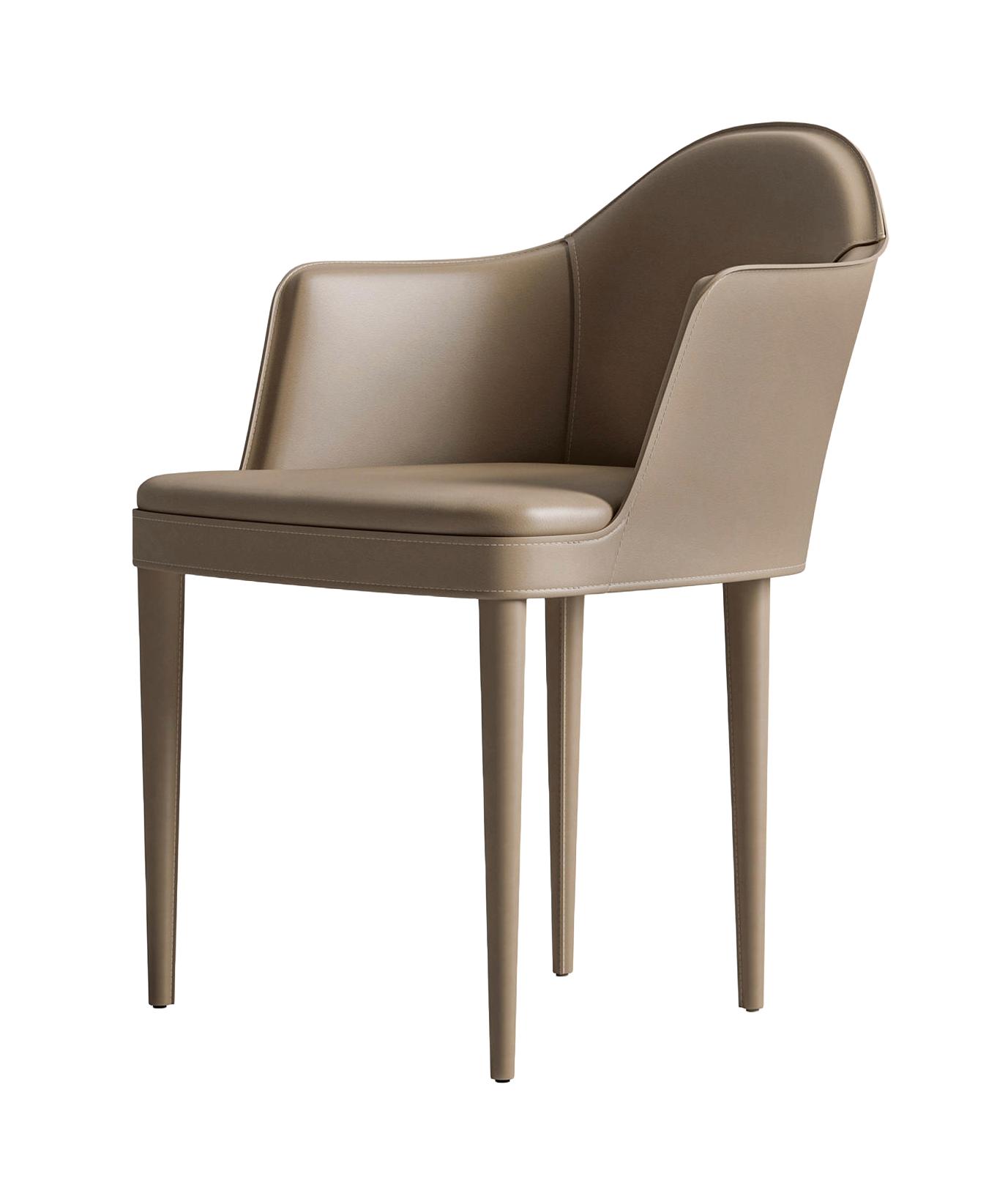 Chaise en cuir avec accoudoirs