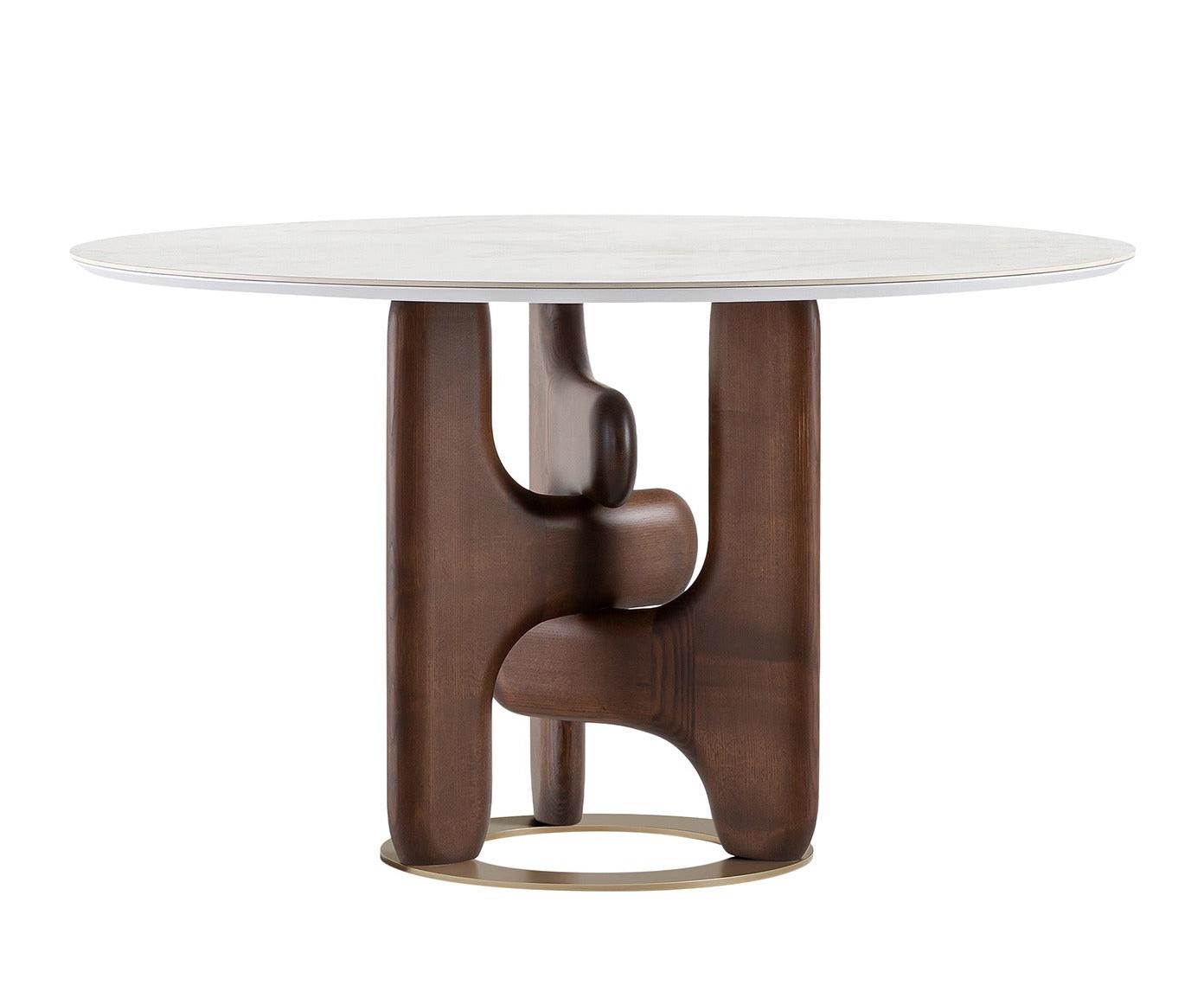 Table de salle à manger ronde avec plateau en marbre Clifford
