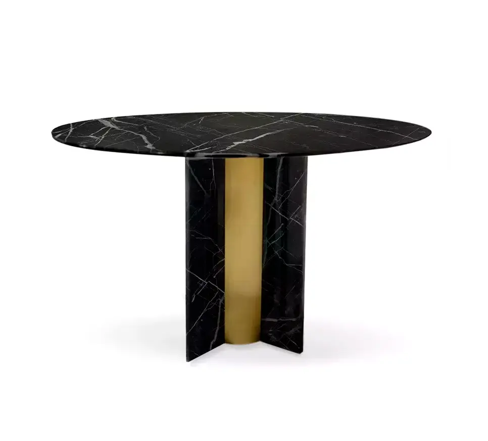 Table à manger en marbre Nero Marquina Parisian
