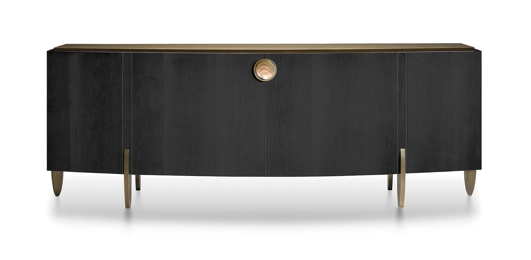 Buffet brillant et nacré avec pieds en bronze