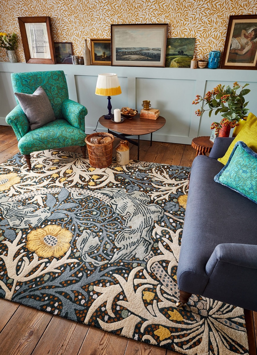 Seaweed teal vloerkleed