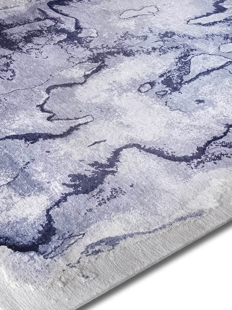 Tapis de luxe noué à la main Mono bleu