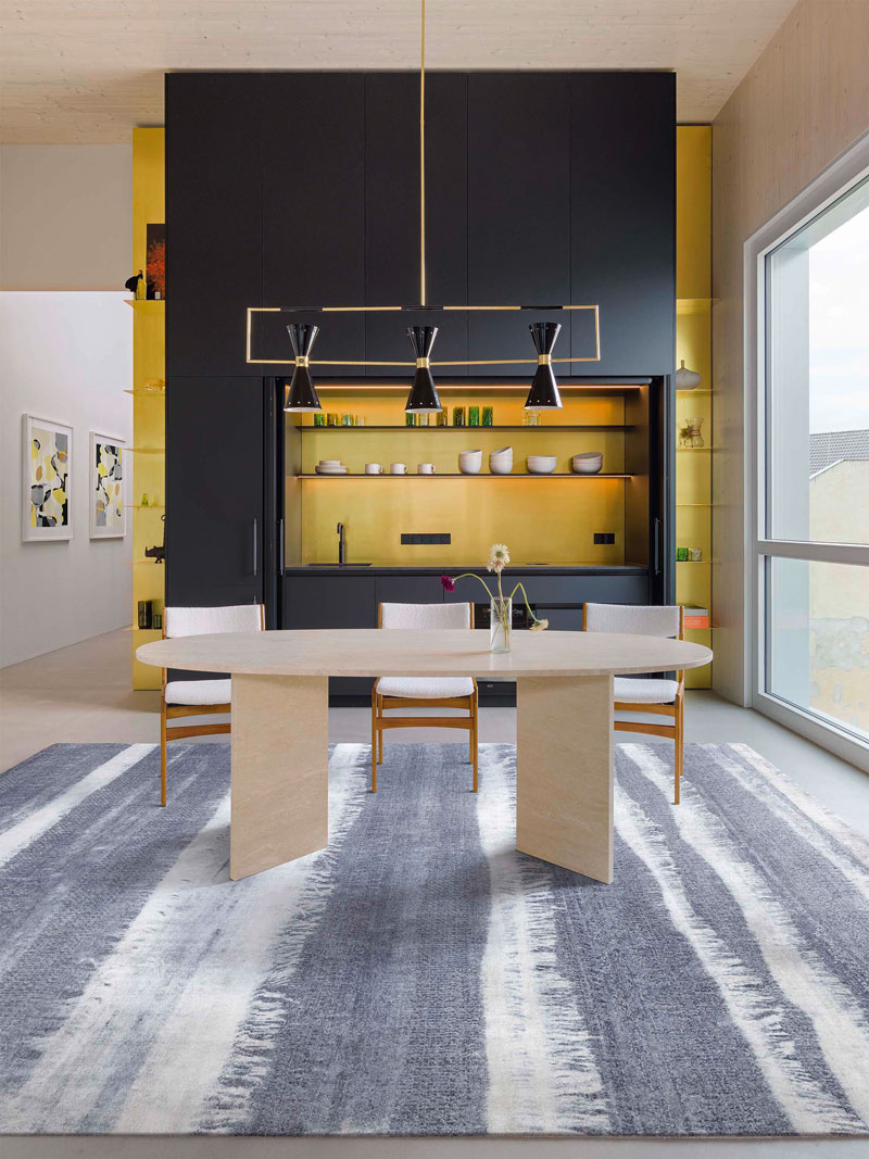 Tapis noué à la main Blue / Grey | Taille: 305 × 427 cm