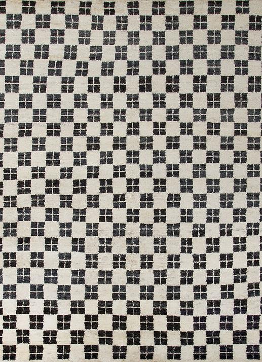 Tapis berbère noir et blanc à poils courts