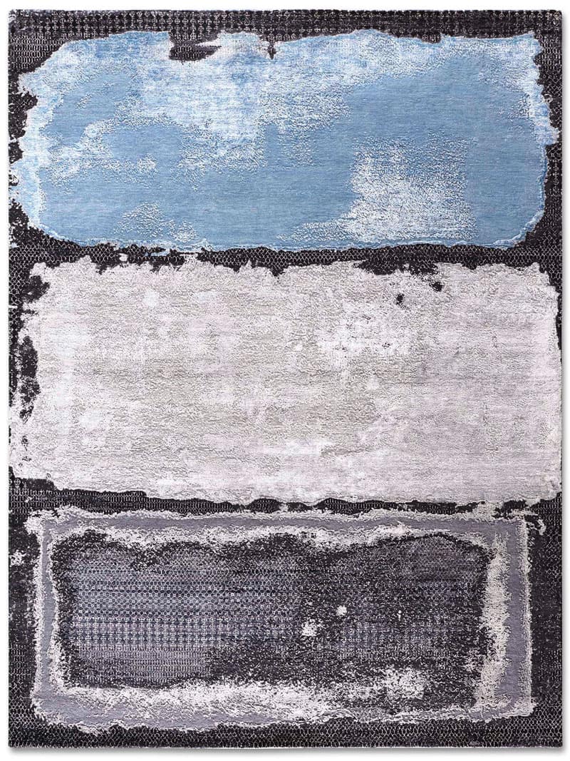 Light Blue silver handgeweven tapijt | Maat: 170 × 240 cm