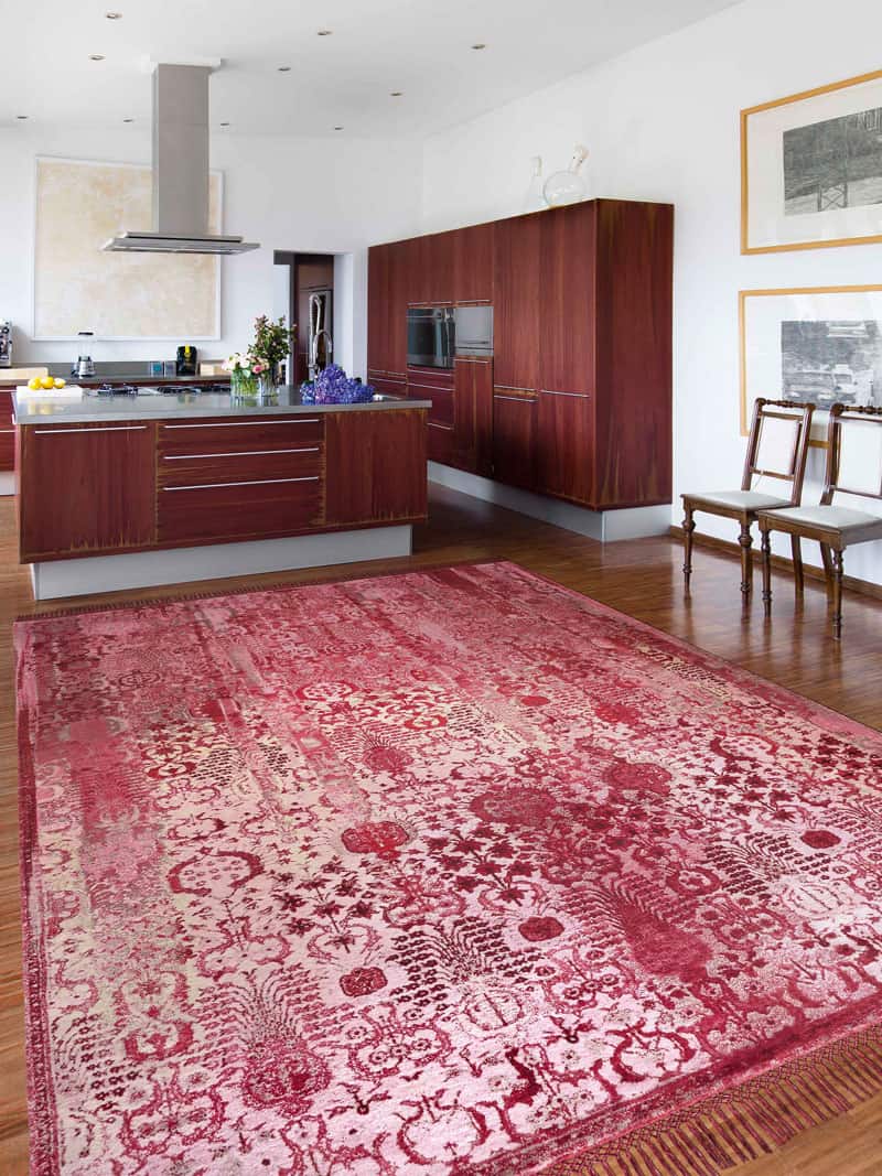 Tapis de luxe noué à la main Woods Strawberry