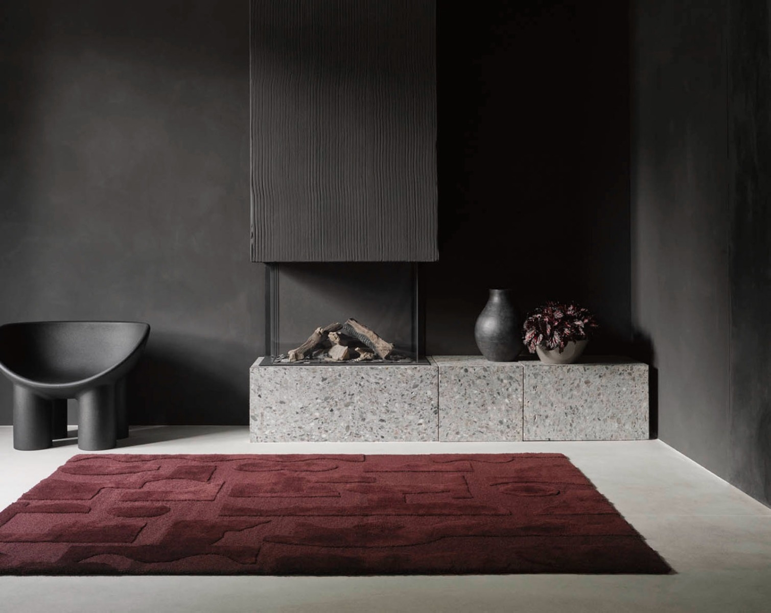 Mural Modest bordeaux vloerkleed | Maat: 200 × 280 cm