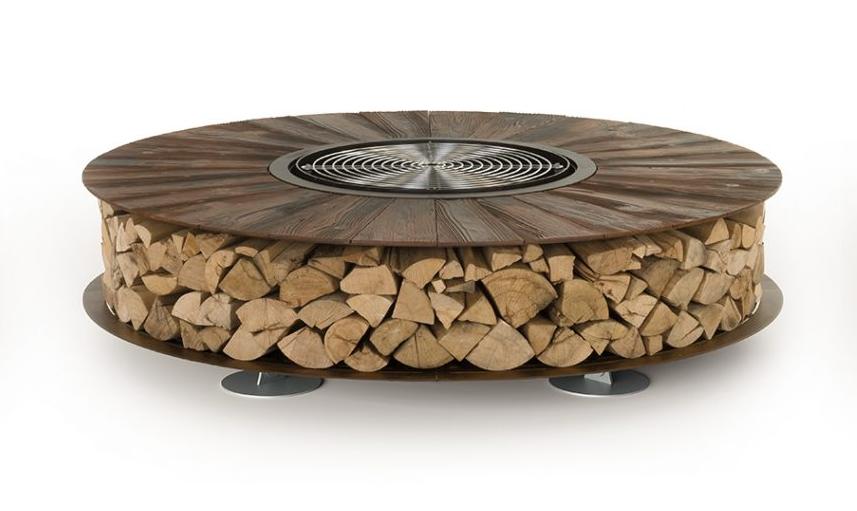 Zero textuur vuurplaats | Afwerking: Zwart aluminium | Afmetingen: Ø 150 cm
