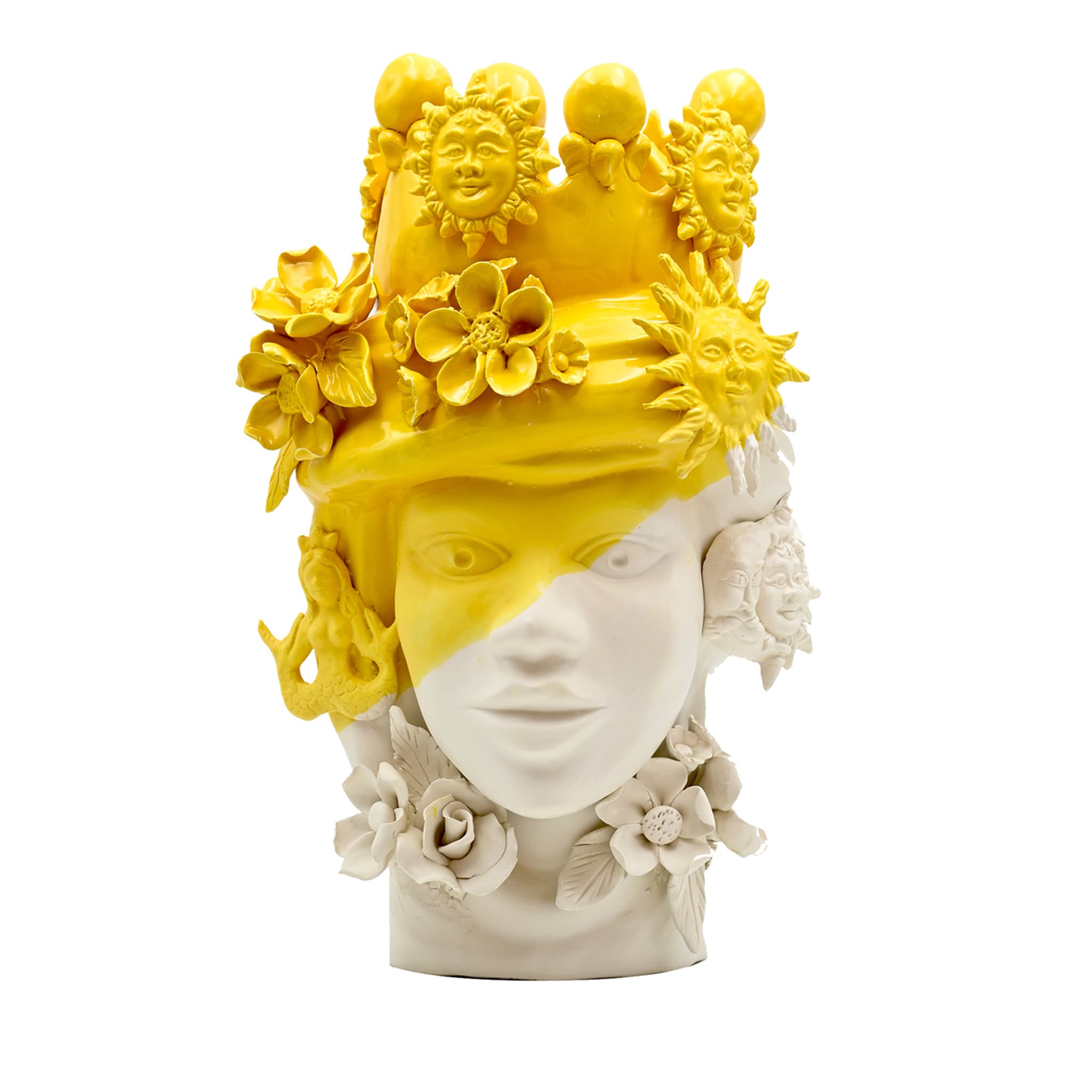 Moorkop goud & witte handgemaakte sculptuur