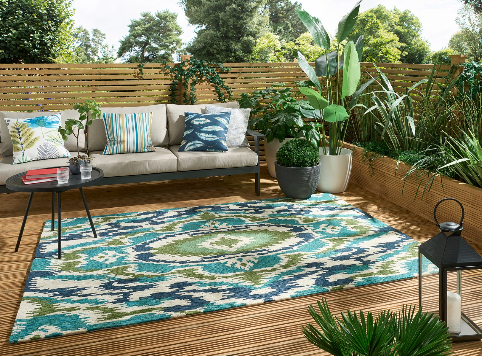Ixora Emera/Palm/Chartr outdoor tapijt | Maat: 200 × 280 cm