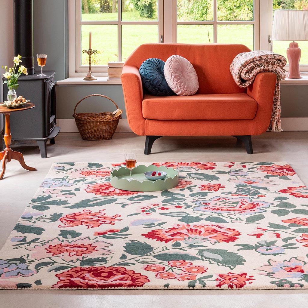 Wendling Floral klaprood vloerkleed