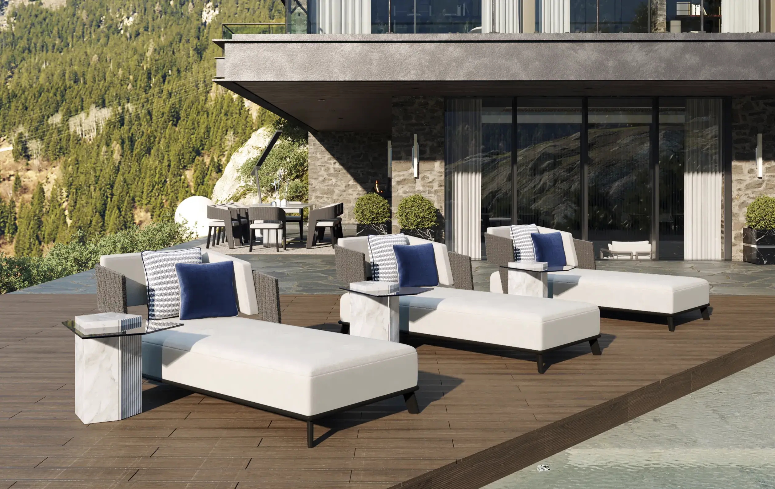 Chaise longue Crown grise - 1