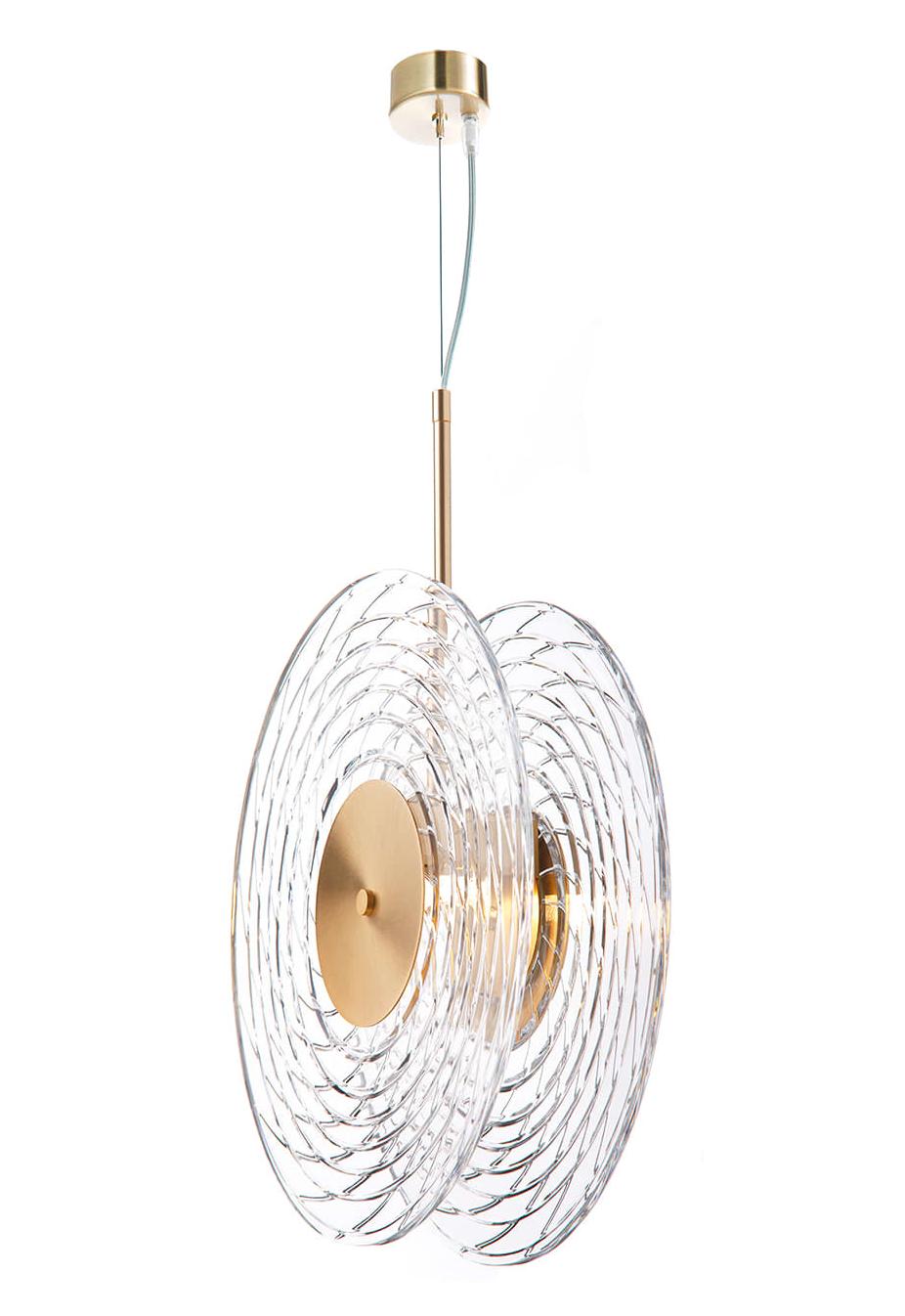 Lustre double disque Ripple en cristal