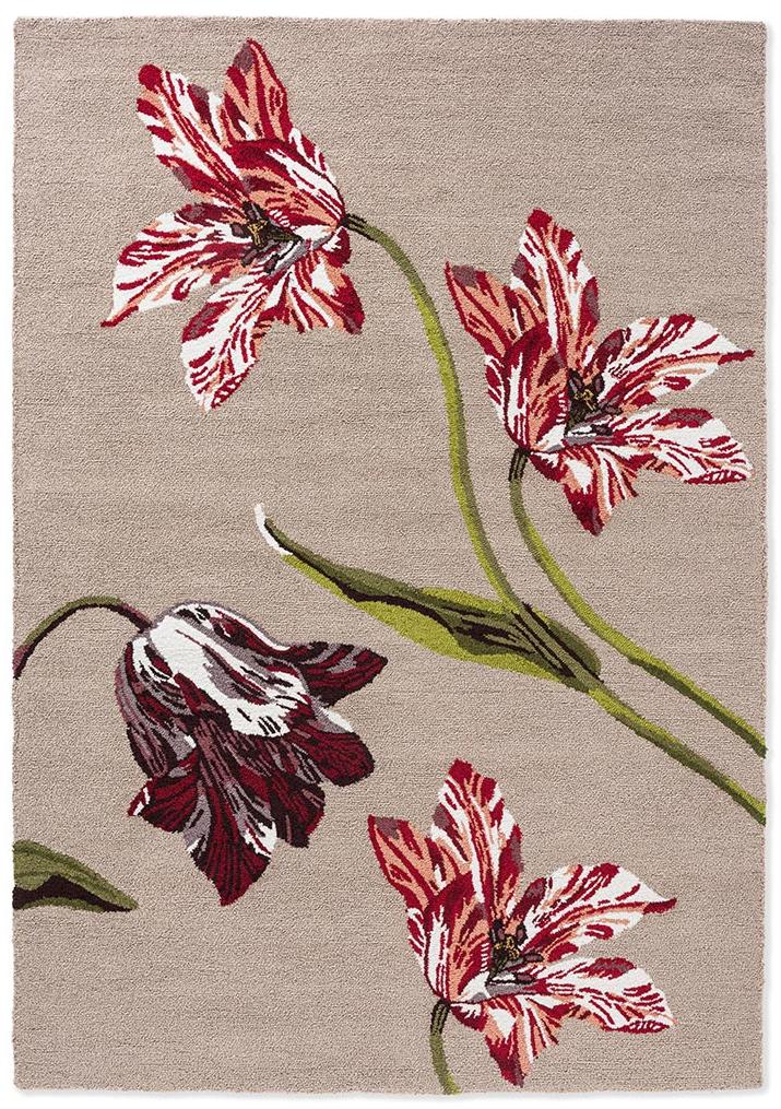 Tapis d’extérieur Botanical Tulip beige/rouge | Taille: 250 × 350 cm