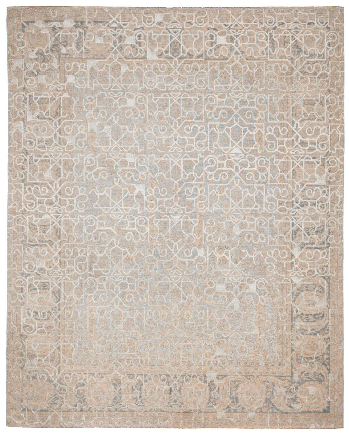 Tapis Tabriz Wooster Hayat 1 bleu ciel gris argenté en soie