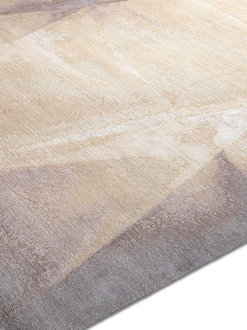 Tapis noué à la main jaune mauve