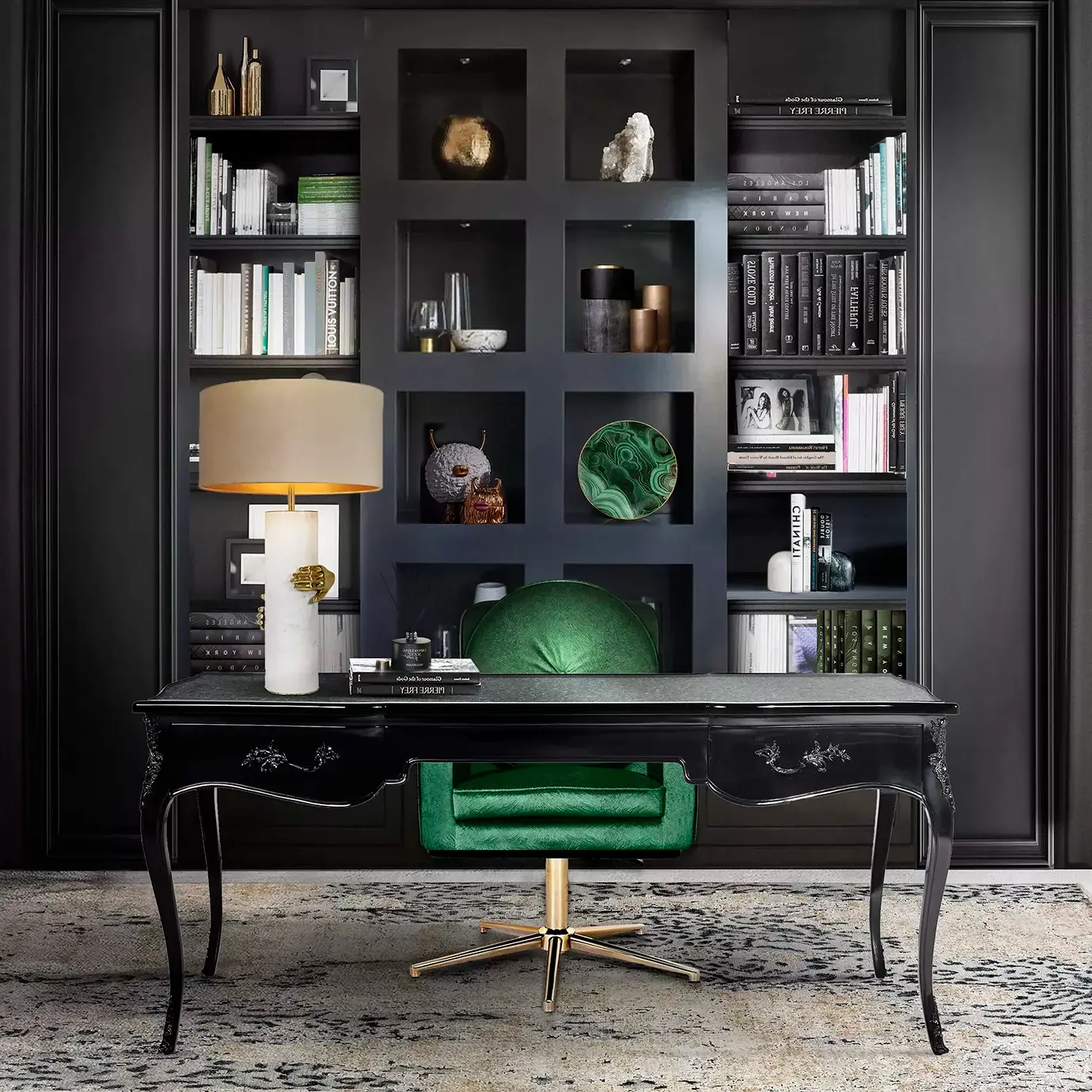 Exotisch pauwenveren Ormolu bureau