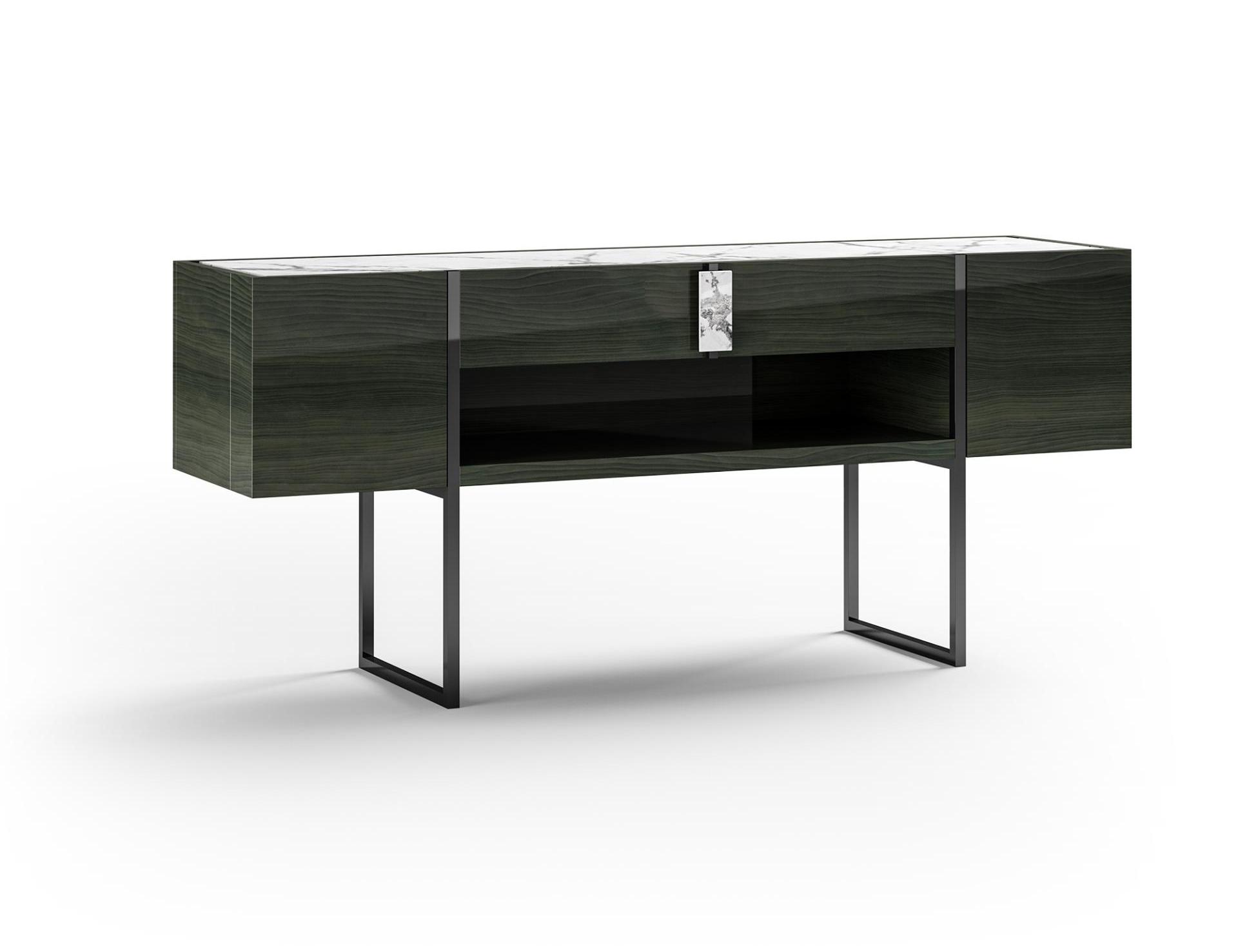 Hout en marmeren dressoir
