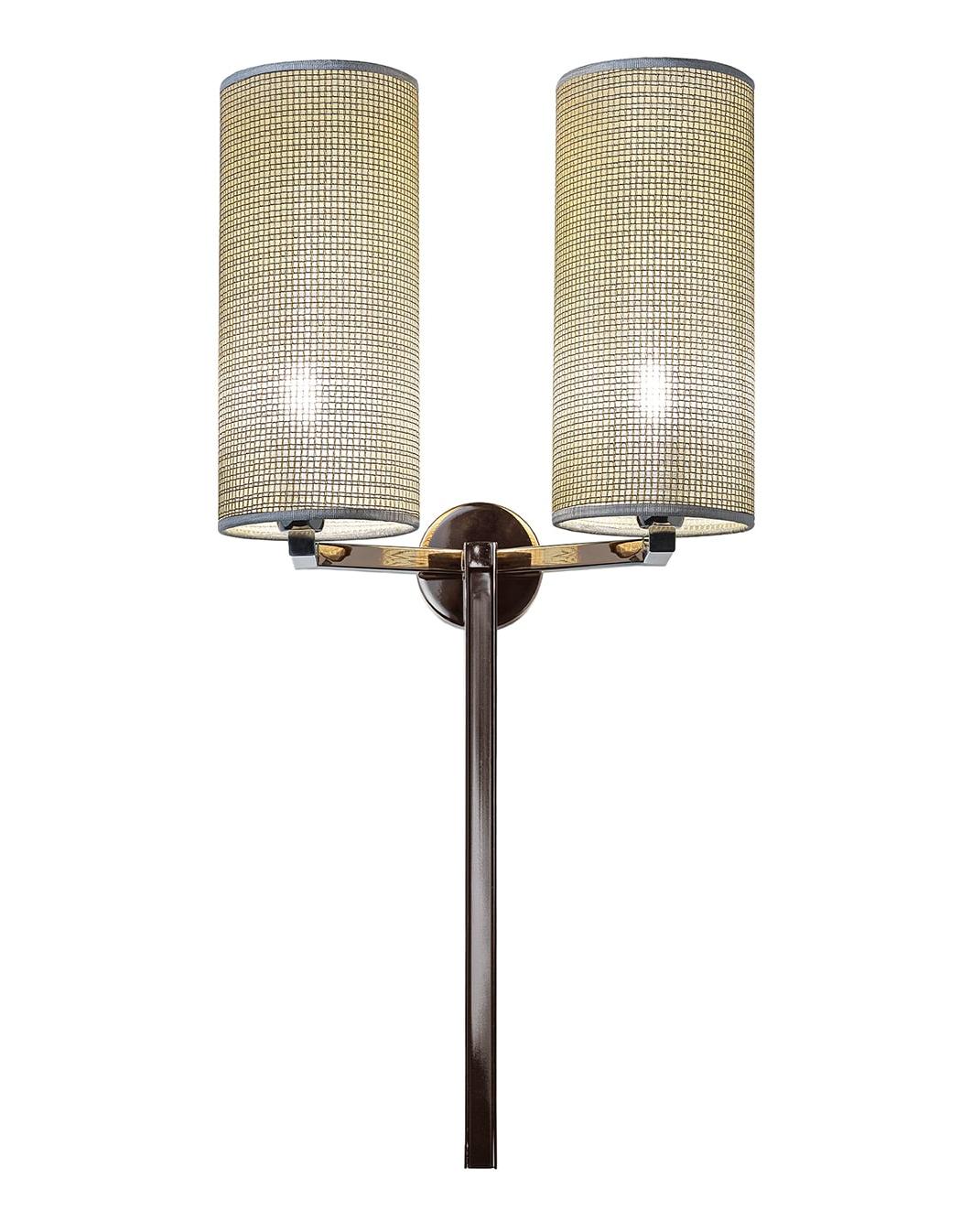 Spider zwart nikkel wandlamp met stoffen kap