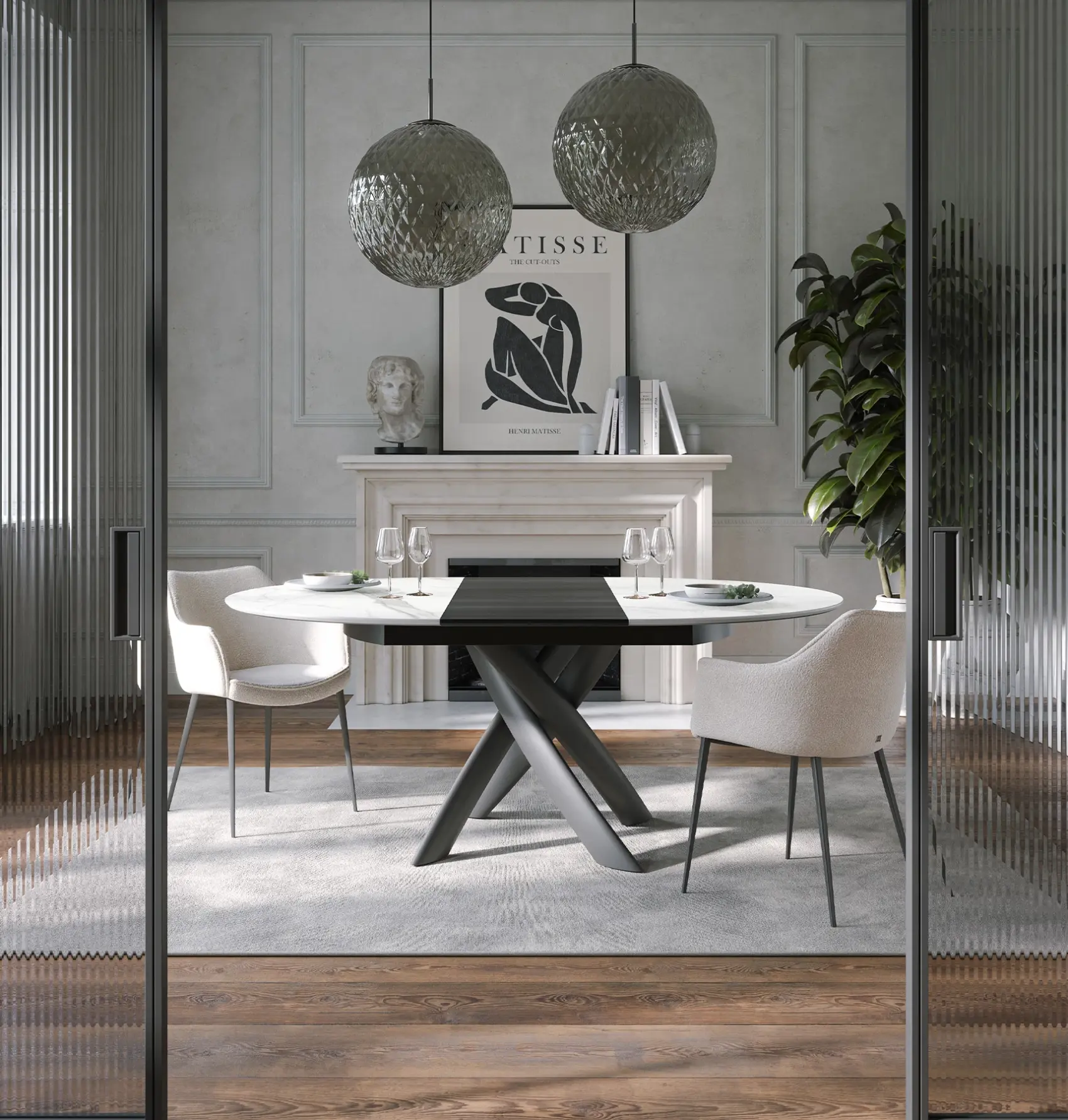 Table à manger ronde extensible Style