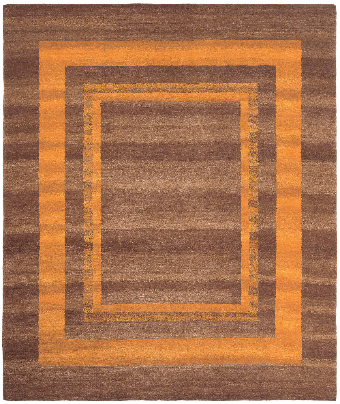 Gamba drievoudige rand bruin oranje tapijt | Maat: 250 × 300 cm