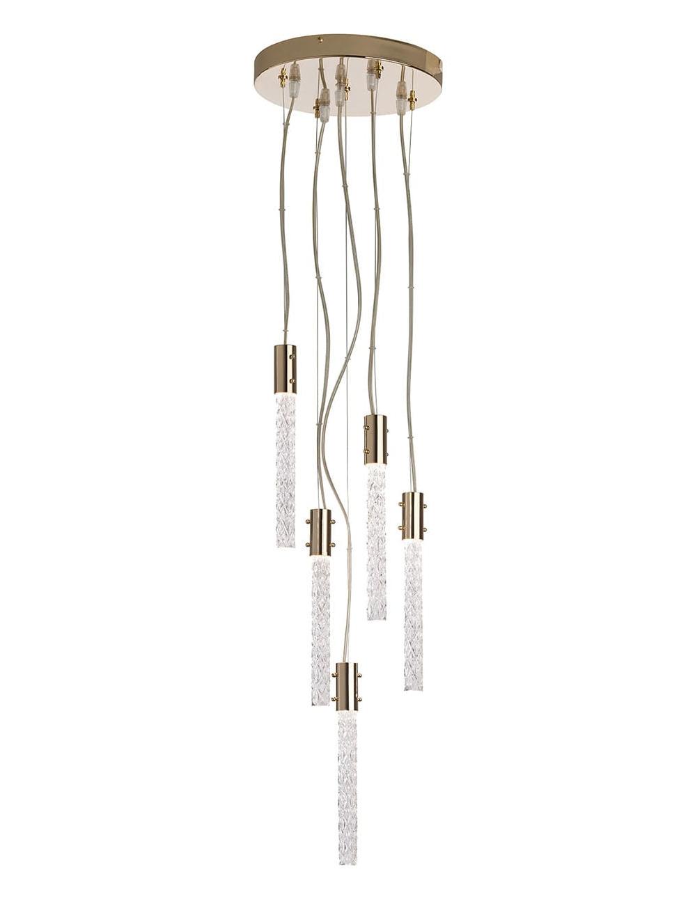 Suspension en cristal losange finition or