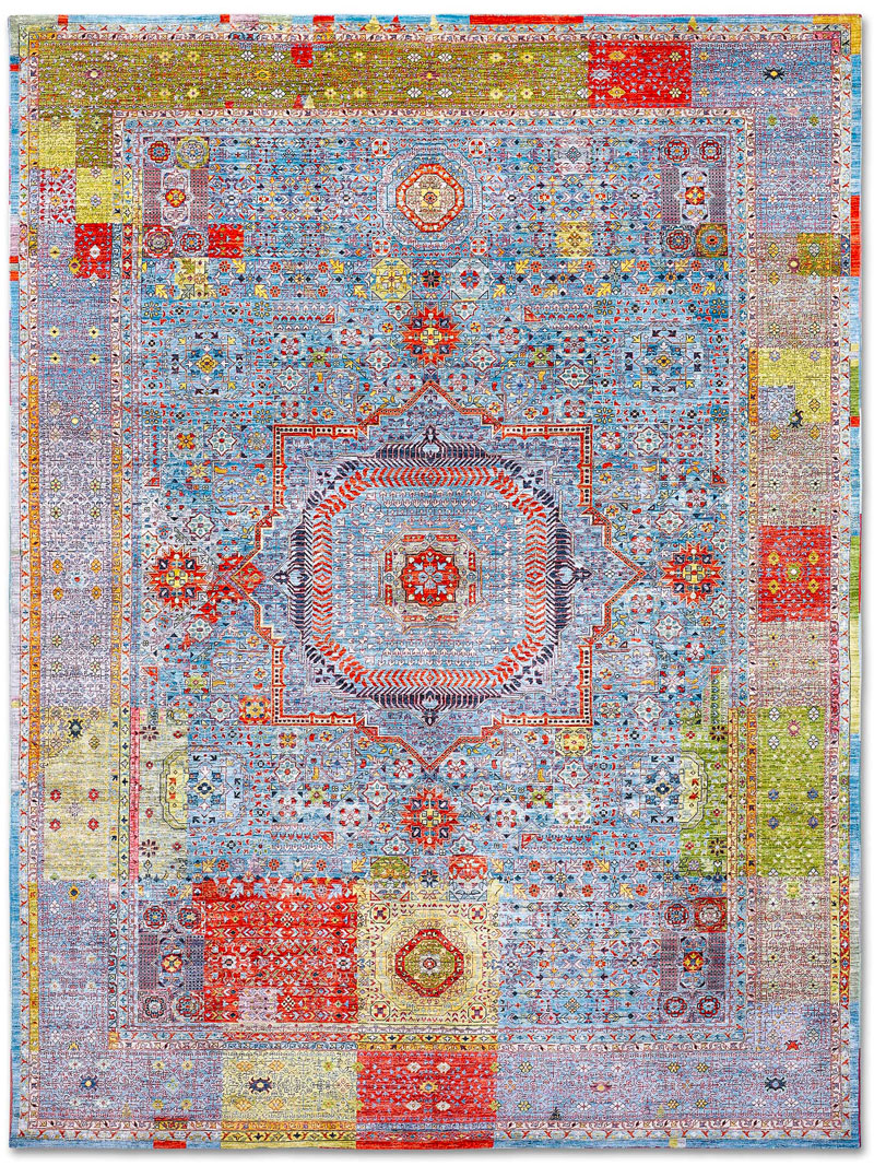 Cosmic groen handgeknoopt vloerkleed
