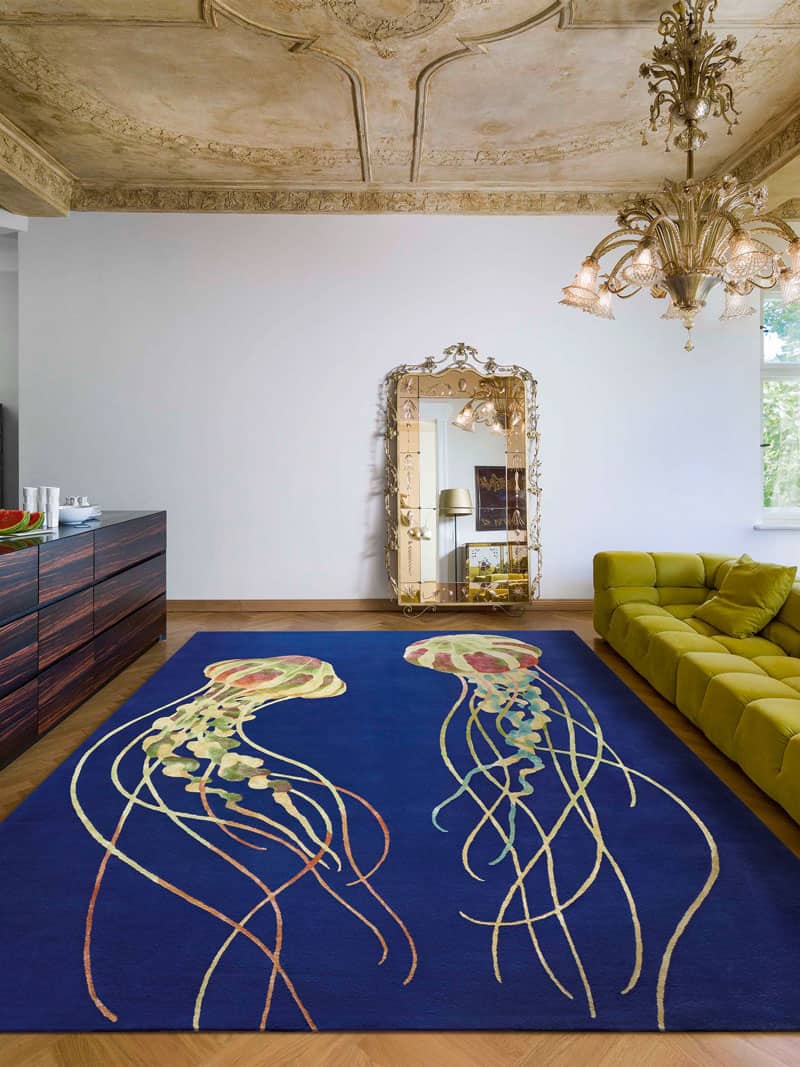 Tapis noué à la main Jellyfish