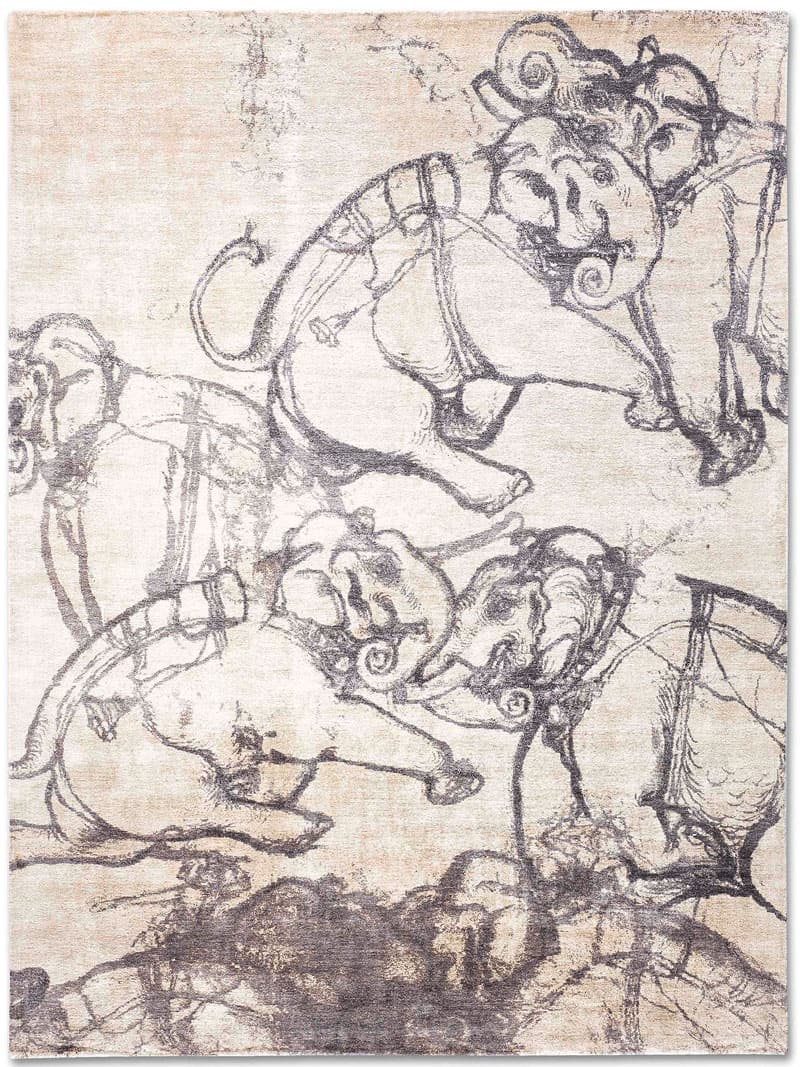 Elephants handgeweven tapijt | Maat: 122 × 183 cm