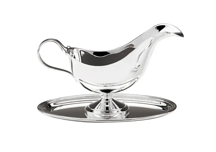 Saucière anglaise argentée avec plateau
