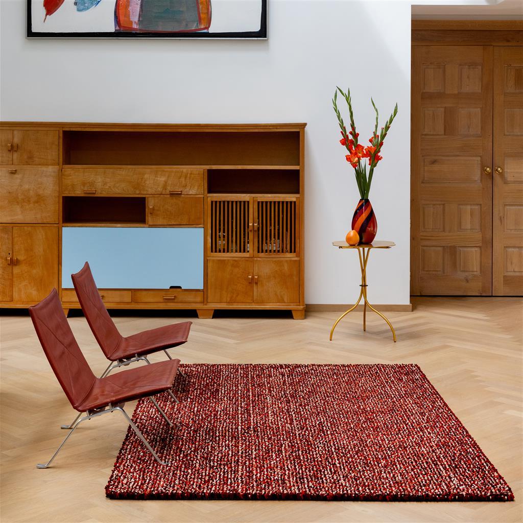 Tapis Pop-Art rouge en feutre à poils longs | Taille: 200 × 280 cm