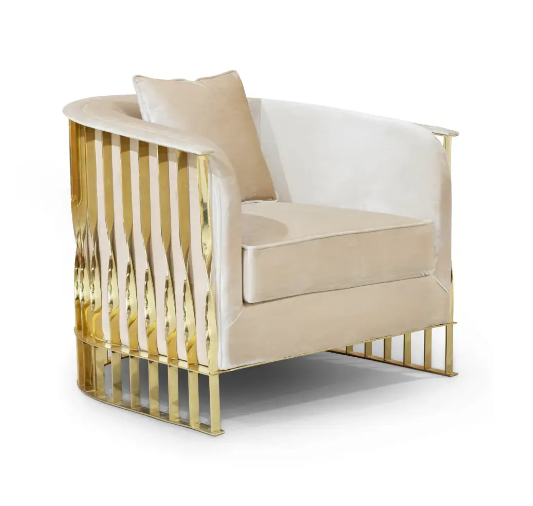 Fauteuil Solene en laiton poli