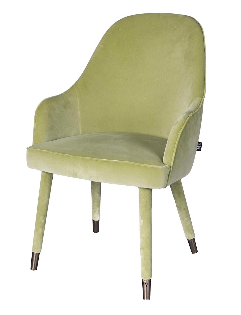 Chaise verte avec accoudoirs Paulette