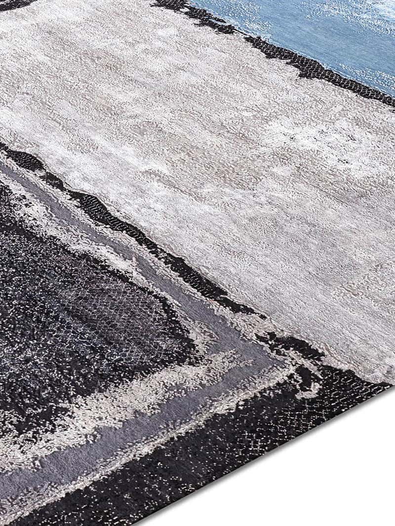 Light Blue silver handgeweven tapijt | Maat: 170 × 240 cm